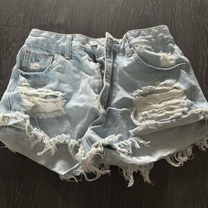 Light blue jean shorts